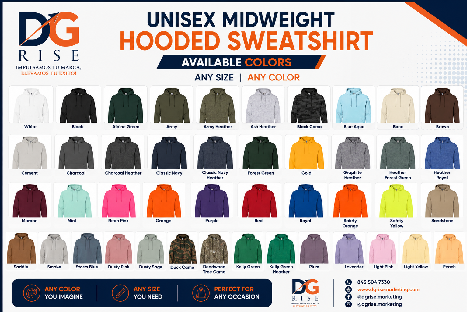 Hoodie personalizado — colores disponibles