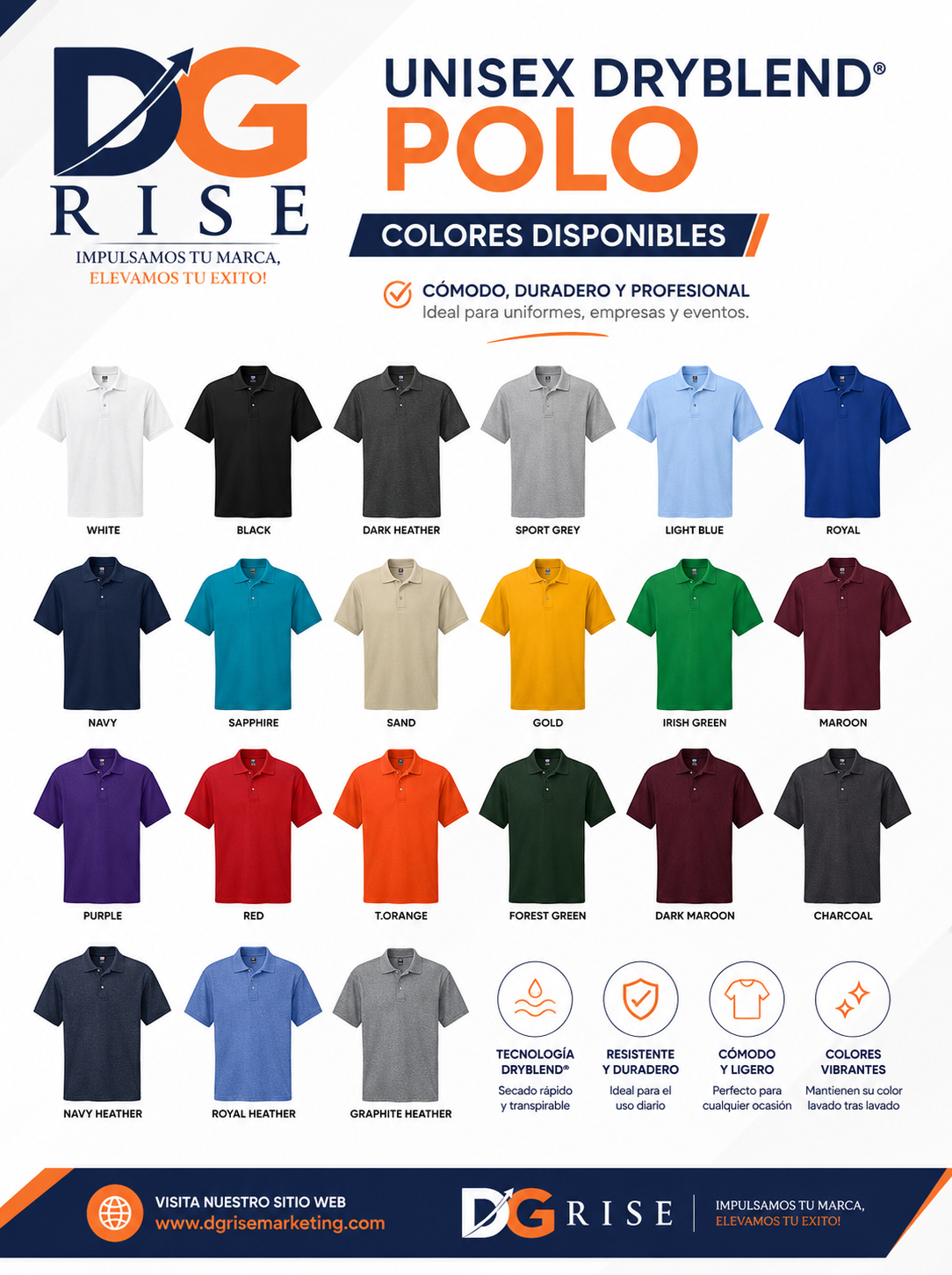 Polo personalizado — colores disponibles