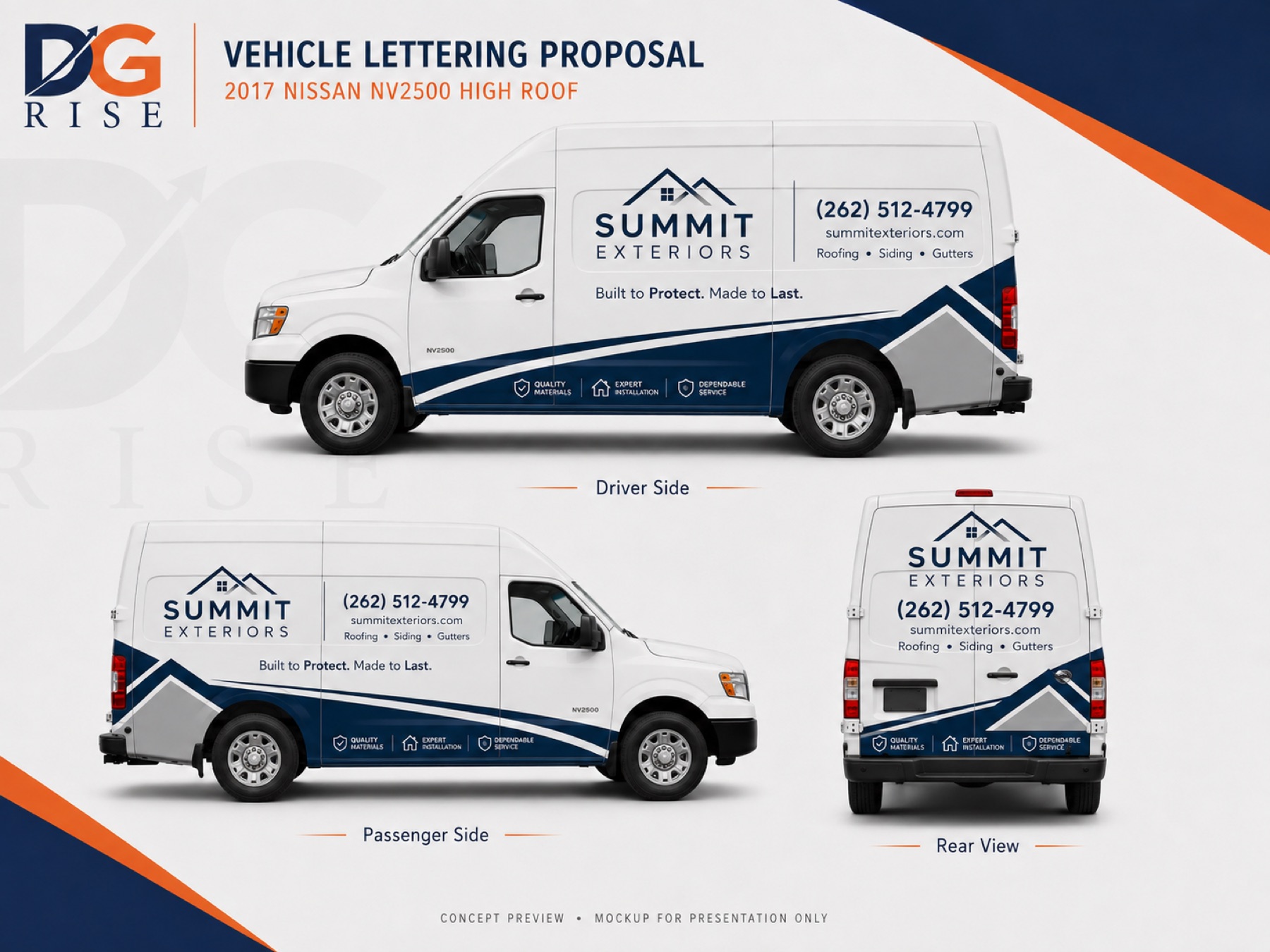 Mockup de propuesta de rotulación para una van blanca