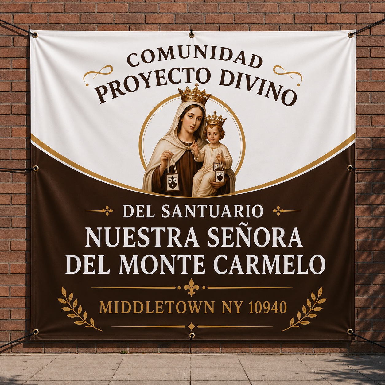 Banner impreso para una organización comunitaria local