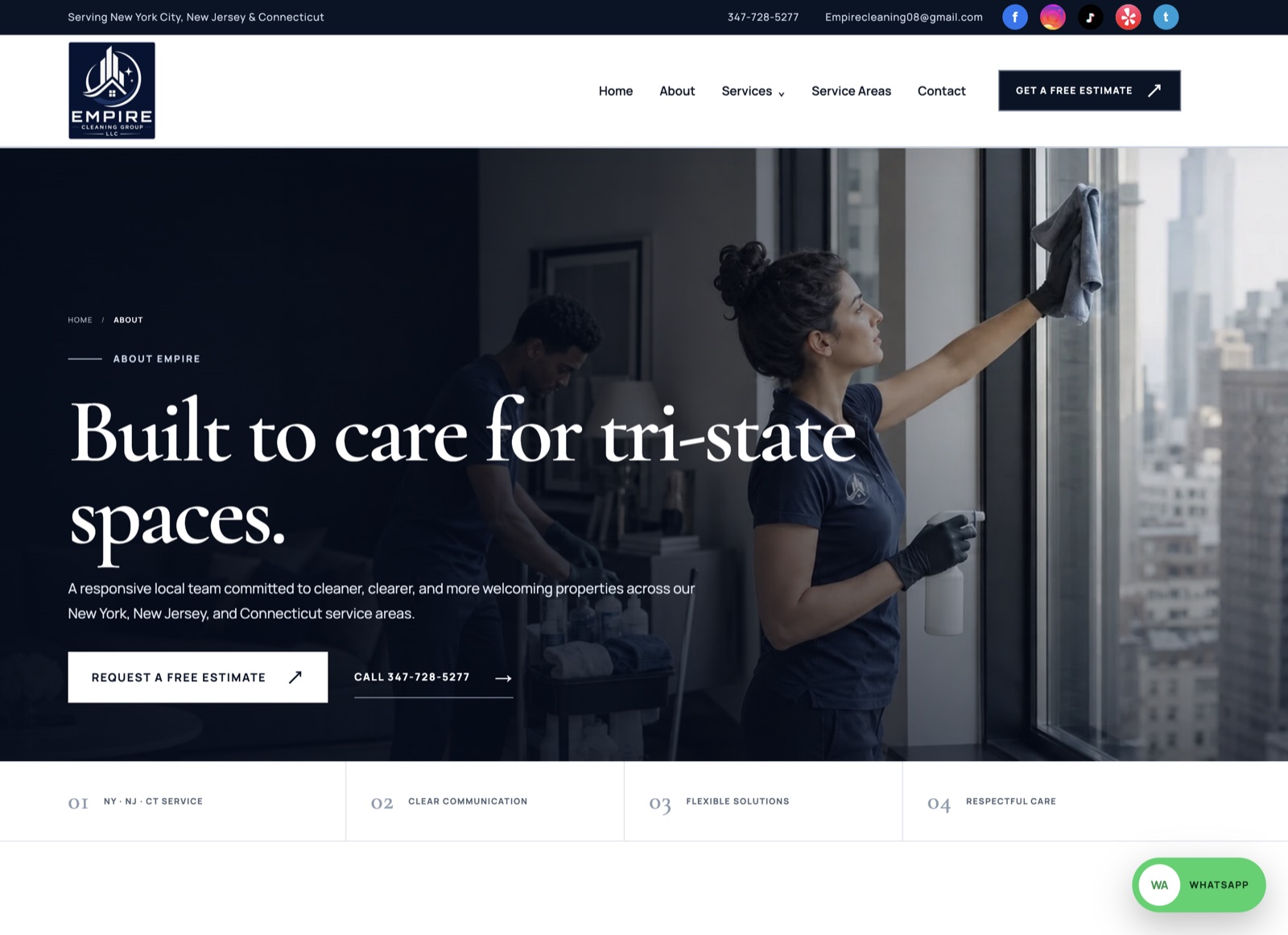 Empire Cleaning Services website created by DG RISE Marketing