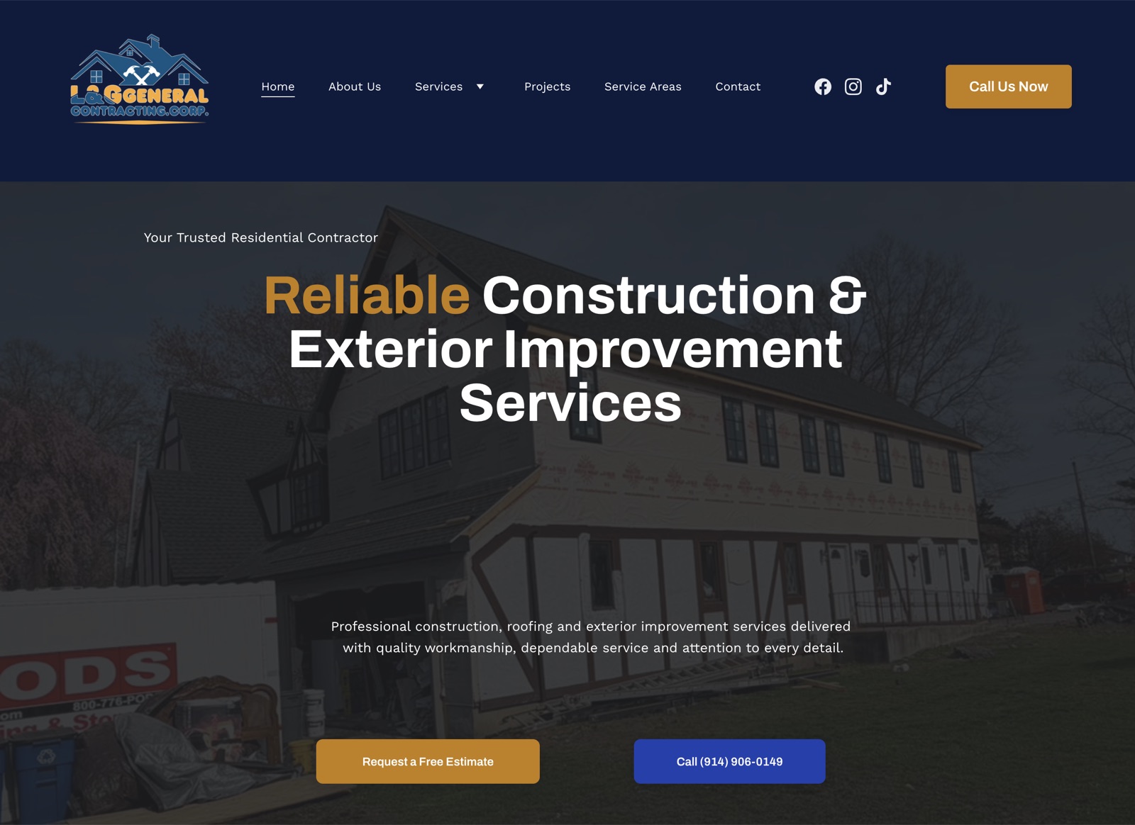 L & G General Contracting Corp website created by DG RISE Marketing