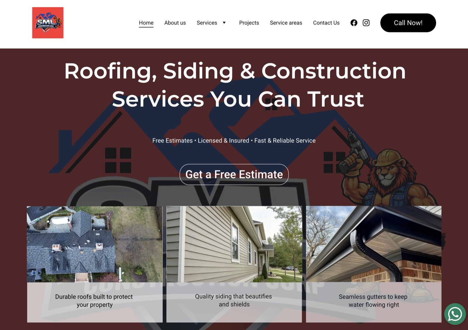 SML Construction Corp website created by DG RISE Marketing