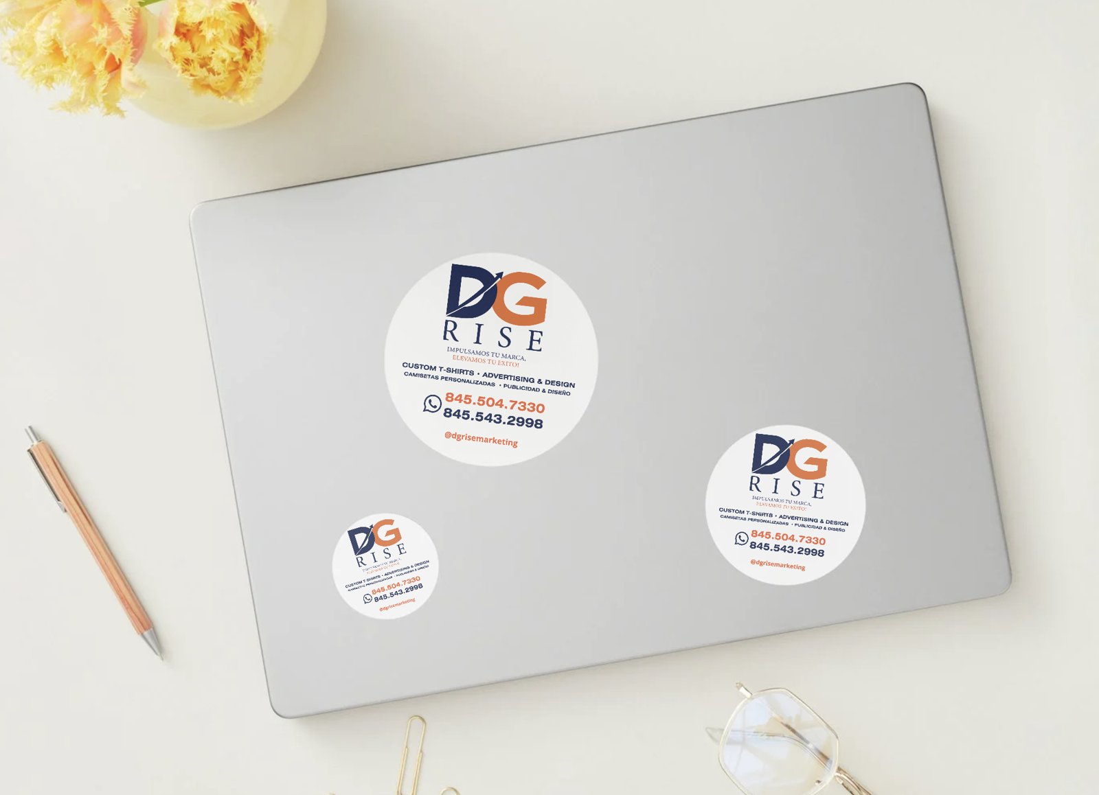 DG RISE custom stickers example