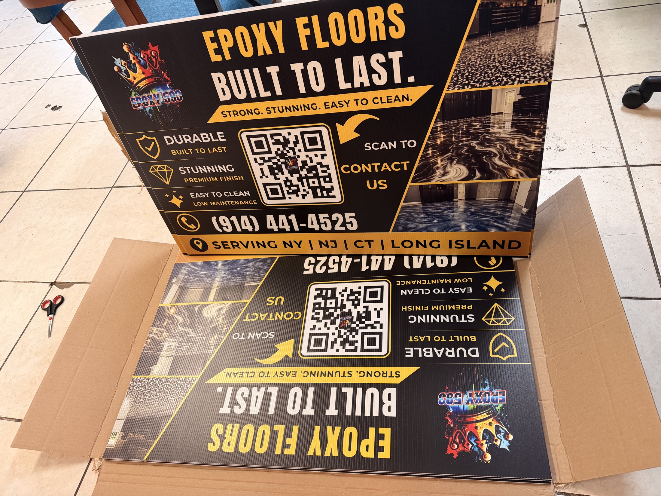 Contractor corrugated signs example