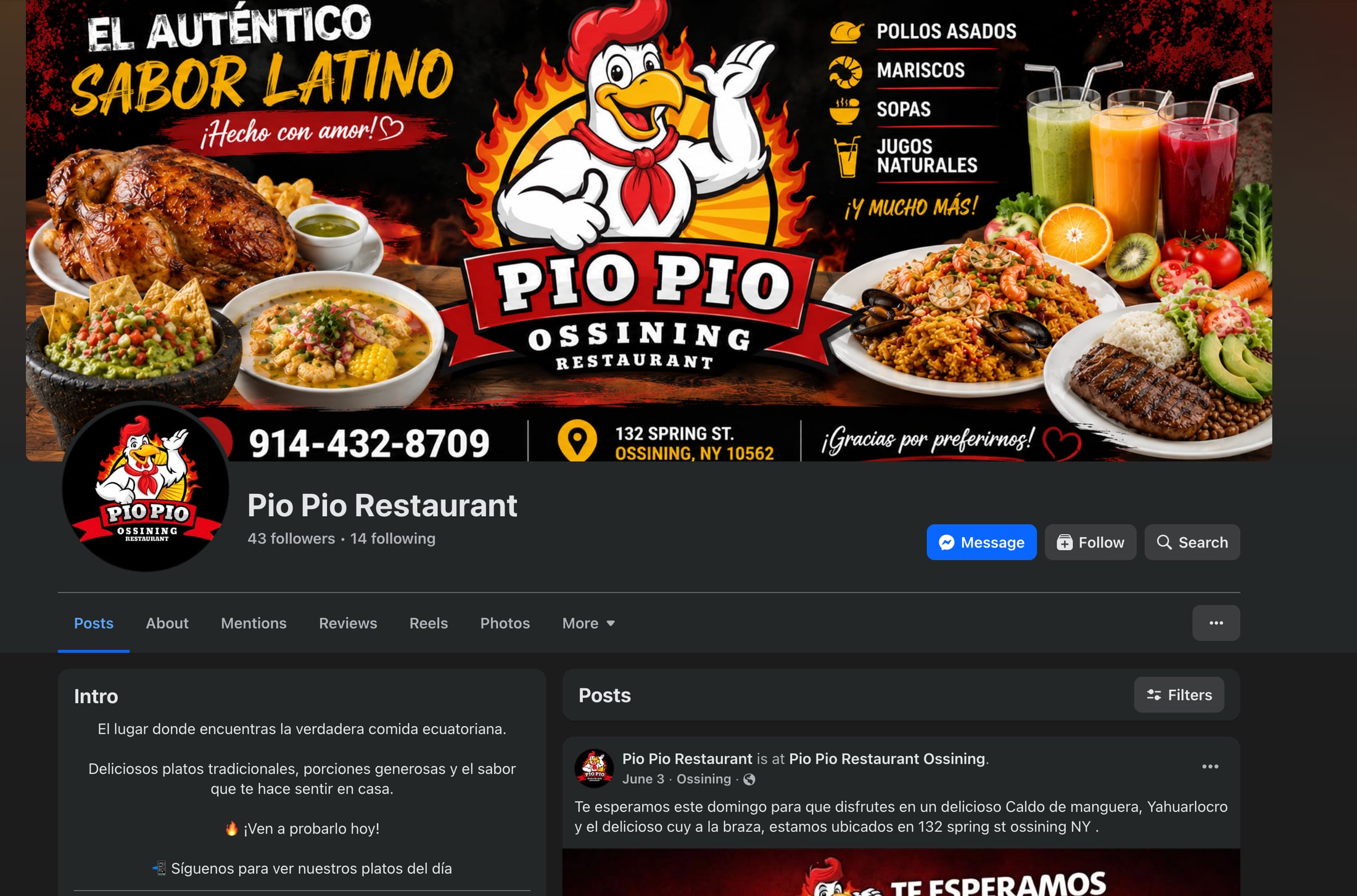 Restaurant social presence example